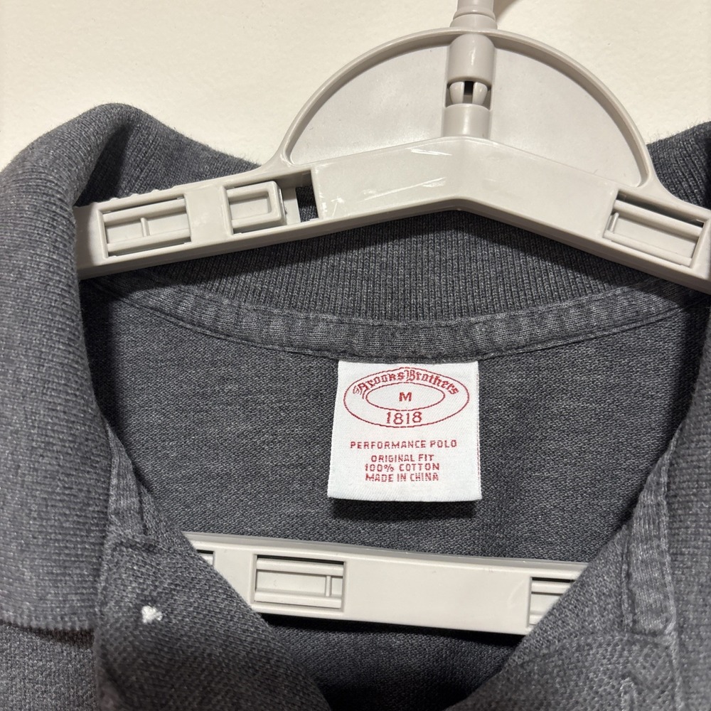 Men's Brooks Brothers Performance Polo Original Fit Cotton Gray Shirt Sz Medium - Picture 3 of 5